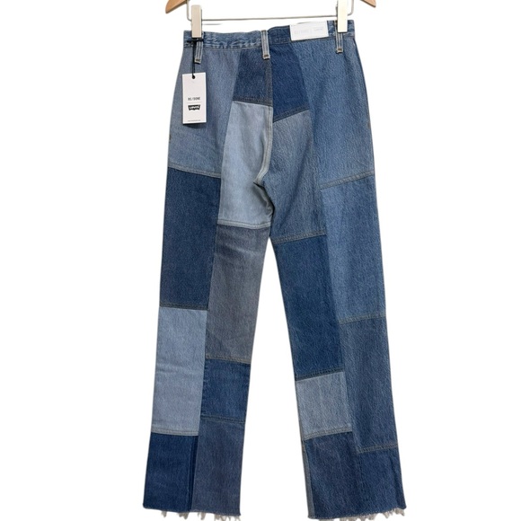 NWT Re/Done X Levi’s Amina Muaddi Patchwork Jean Indigo Size 26 - Picture 8 of 16